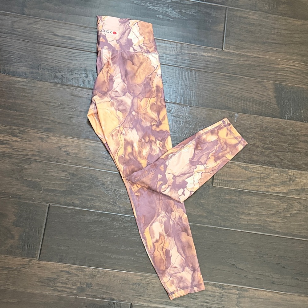 Wildfox Leggings Marble-Print in Lavender and Peach Swirl